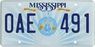 MS license plate OAE491