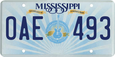 MS license plate OAE493