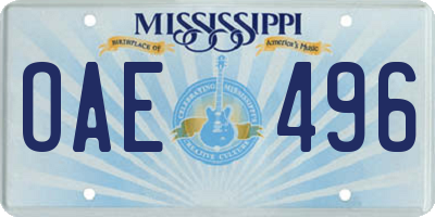 MS license plate OAE496