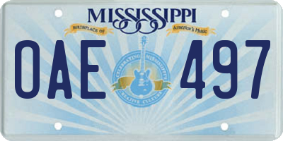 MS license plate OAE497