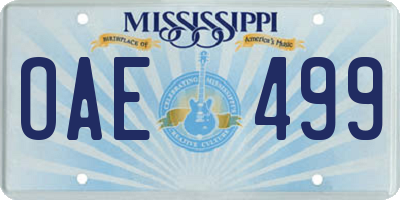 MS license plate OAE499