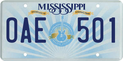 MS license plate OAE501