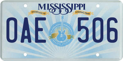 MS license plate OAE506