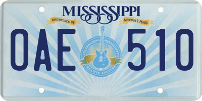 MS license plate OAE510