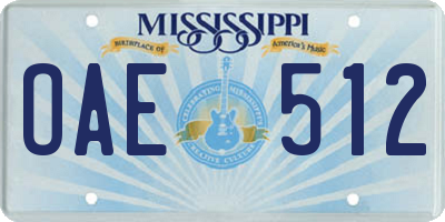 MS license plate OAE512