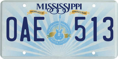 MS license plate OAE513