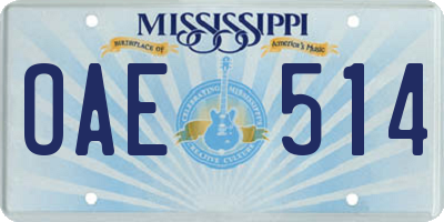 MS license plate OAE514