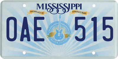 MS license plate OAE515