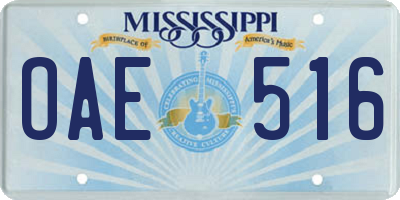 MS license plate OAE516