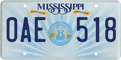 MS license plate OAE518
