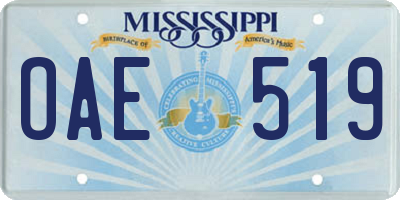 MS license plate OAE519