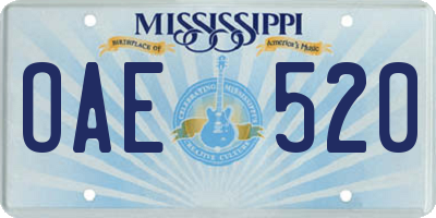 MS license plate OAE520