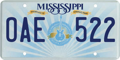 MS license plate OAE522