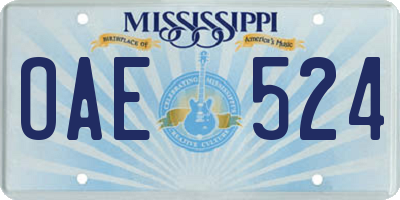 MS license plate OAE524