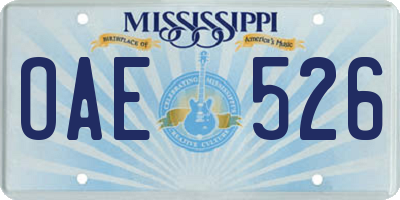 MS license plate OAE526