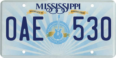 MS license plate OAE530