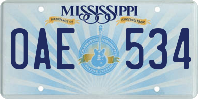 MS license plate OAE534
