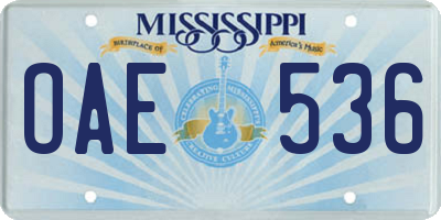 MS license plate OAE536