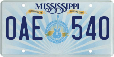 MS license plate OAE540