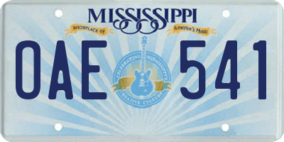 MS license plate OAE541