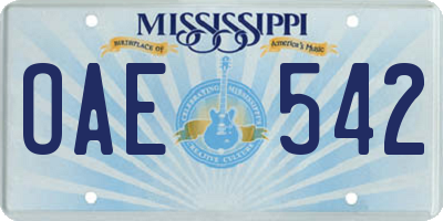 MS license plate OAE542