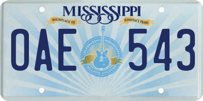 MS license plate OAE543