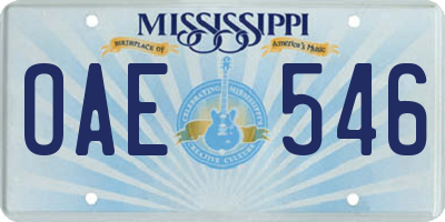 MS license plate OAE546