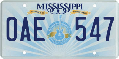 MS license plate OAE547