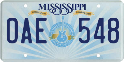 MS license plate OAE548