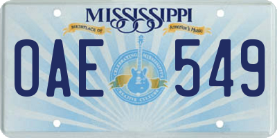 MS license plate OAE549