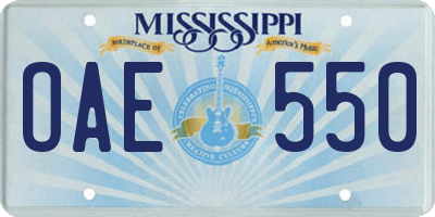 MS license plate OAE550