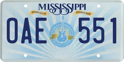 MS license plate OAE551