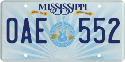MS license plate OAE552