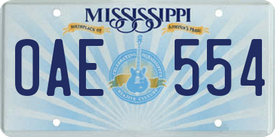 MS license plate OAE554