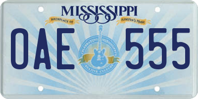 MS license plate OAE555