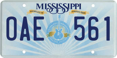 MS license plate OAE561