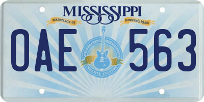 MS license plate OAE563