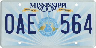 MS license plate OAE564