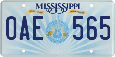 MS license plate OAE565