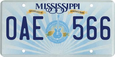 MS license plate OAE566
