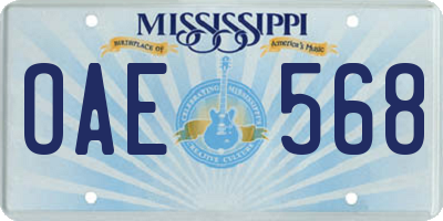 MS license plate OAE568