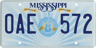 MS license plate OAE572