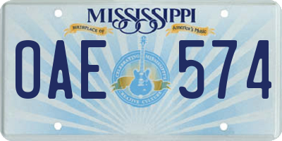 MS license plate OAE574