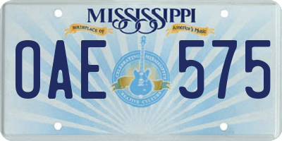 MS license plate OAE575