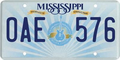 MS license plate OAE576