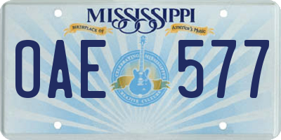 MS license plate OAE577