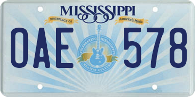 MS license plate OAE578
