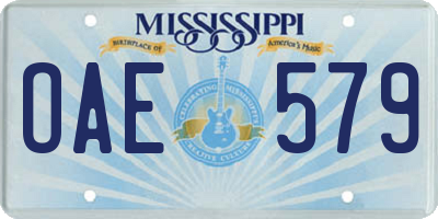 MS license plate OAE579