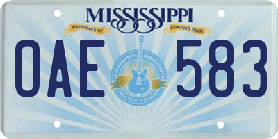 MS license plate OAE583