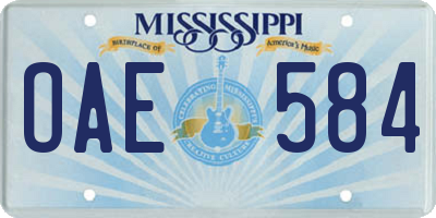MS license plate OAE584